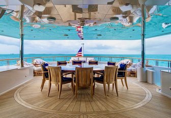 Charter yacht AQUASITION exterior dining table