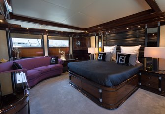 bedroom interior onboard luxury superyacht