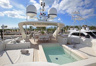 Jacuzzi and sun pads on bridge deck of superyacht SEALYON 