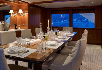 formal dining area on board motor yacht ANCALLIA 