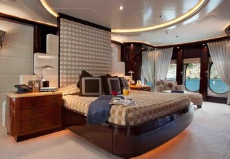 A guest cabin featured on board motor yacht DREAM