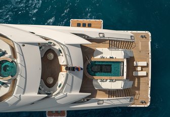 Superyacht charter AMOR A VIDA aerial view of swim platform