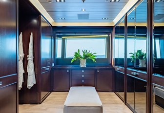 Charter yacht GALILEO private dressing room with large window
