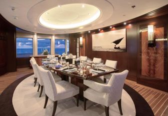 The formal dining area on board M/Y DREAM