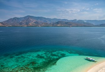 A yacht berthed in Komodo Island