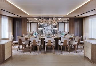 Superyacht charter INDIGO interior dining area