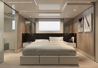 Double bed in cabin on Explorer yacht EMOCEAN