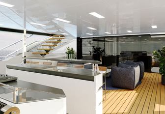 Charter yacht LOEWE exterior deck space with wet bar