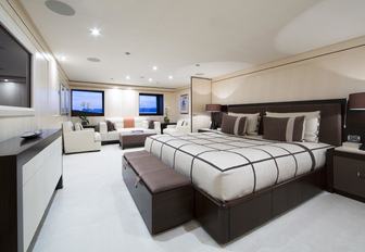 stylish master suite aboard motor yacht 4YOU