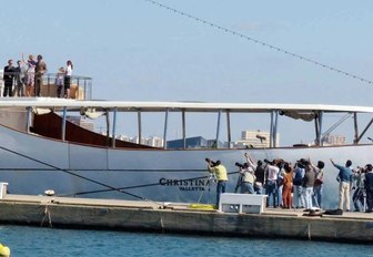 Luxury charter yacht CHRISTINA O being used for filming on Neflix's The Crown