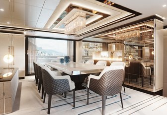 Main salon dining area onboard superyacht Stefania