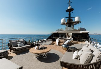 seating and spa pool on the sundeck of luxury yacht SOLO