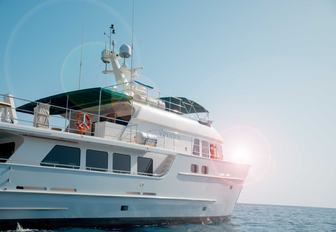 Charter yacht VOYAGER side profile at sea