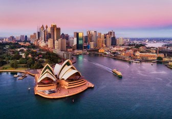 sydney opera house at dusk