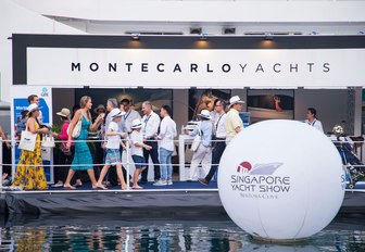 busy boardwalks at the Singapore Yacht Show