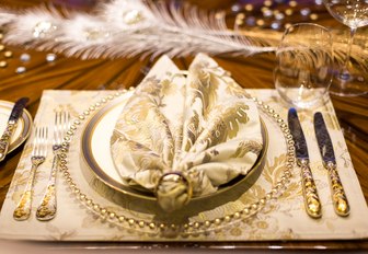 exquisite detail of formal dining setup on board motor yacht 'My Seanna' 