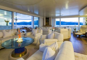 sumptuous seating area in skylounge aboard superyacht Coral Ocean