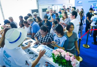 visitors queue to enter the Thailand Yacht Show 2016