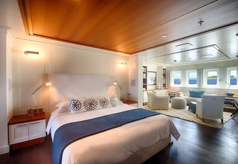 beautifully appointed master suite aboard luxury yacht SENSES