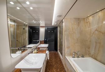 Charter yacht KATINA ensuite with bath tub and sink unit