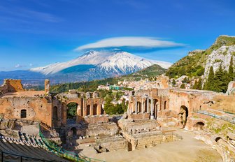 Ancient Theatre of Taormina in Sicily, Italy.