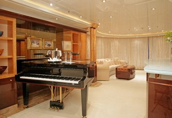 Piano in main salon on Lady Lola 