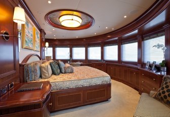 master suite with panoramic vistas aboard luxury yacht SOVEREIGN 