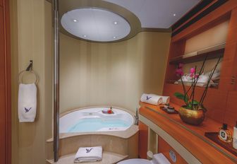 Charter yacht MALTESE FALCON ensuite facility with corner bath tub