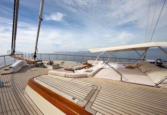 sunning and lounging options on foredeck of luxury gulet DAIMA