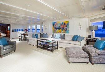 The main salon of luxury yacht RHINO