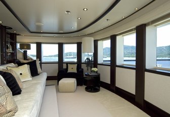 observation lounge forms part of the master suite on board charter yacht SLIPSTREAM