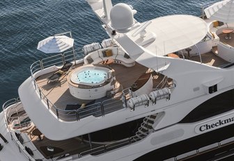 Jacuzzi sun deck of charter yacht CHECKMATE