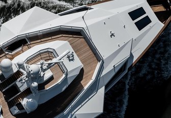 aerial image of superyacht la datcha