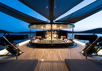 The sundeck of luxury yacht ROXSTAR