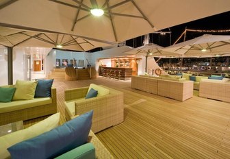 The sundeck on board luxury yacht Lauren L