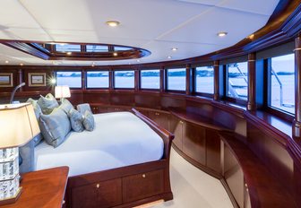 The master cabin on board luxury yacht Zoom Zoom Zoom