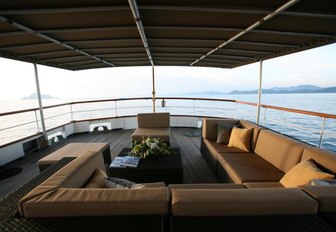 Outdoor deck area on charter yacht CALISTO