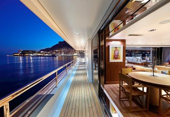 The exterior walkway of superyacht 'Planet Nine'