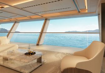 Superyacht charter REV OCEAN interior seating and windows 