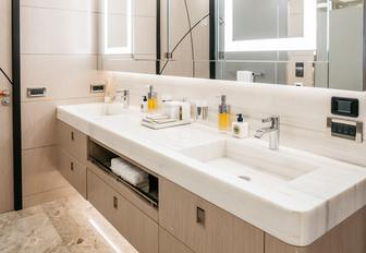 Double sink unit in ensuite onboard charter yacht HEEUS