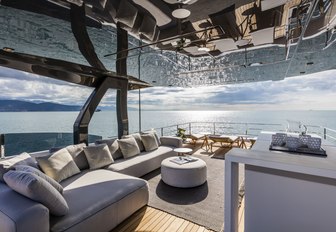 sumptuous seating on the sundeck of motor yacht December Six