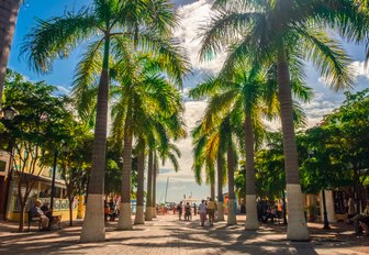 the luxury street of a shopping district in Nassau Bahamas where guests on a yacht charter go to buy their luxury products