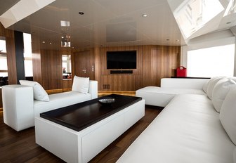 the lounge onboard charter yacht ENIGMA
