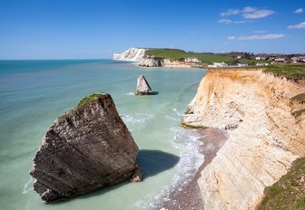 coast of the isle of wight, pretty rocks and chalky cliffs