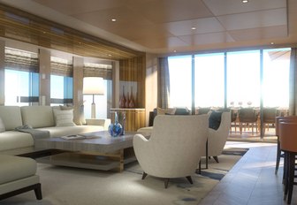 Light filled main saloon on superyacht MOSKITO