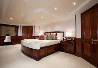 The master suite on the main deck of luxury yacht KATYA