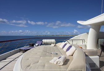 unique water bed on the sundeck of motor yacht DENIKI 