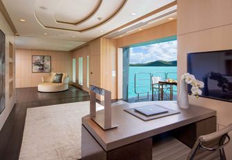 Charter yacht SIREN desk and fold-down balcony