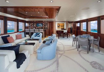 the main salon also boasts a panoramic view of vistas surrounding superyacht time for us as she cruises the bahamas