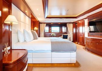 Charter yacht TIREA master cabin with large berth